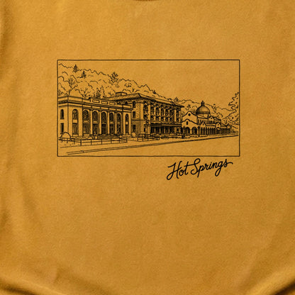 Hot Springs Line Drawing Cotton T-Shirt