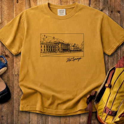 Hot Springs Line Drawing Cotton T-Shirt
