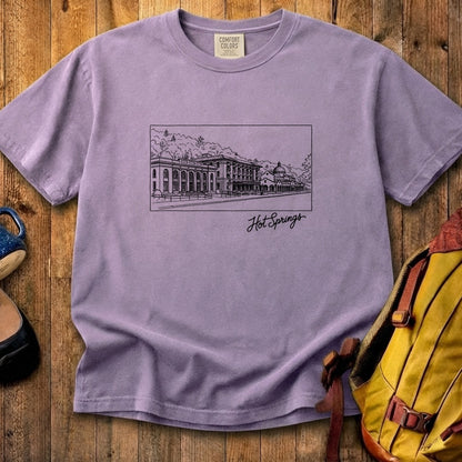 Hot Springs Line Drawing Cotton T-Shirt