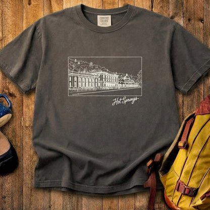 Hot Springs Line Drawing Cotton T-Shirt