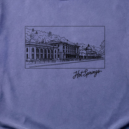 Hot Springs Line Drawing Cotton T-Shirt