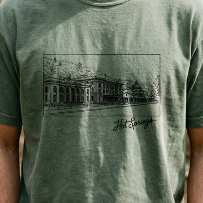 Hot Springs Line Drawing Cotton T-Shirt