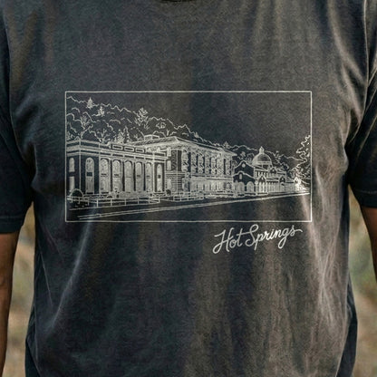Hot Springs Line Drawing Cotton T-Shirt