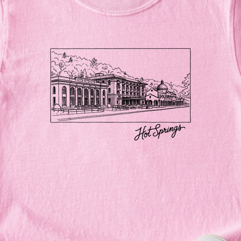 Hot Springs Line Drawing Kids Cotton T-Shirt