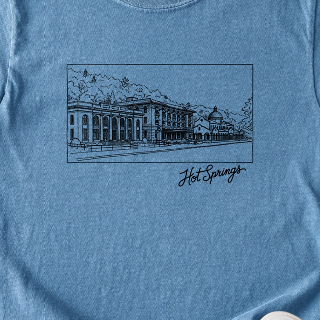 Hot Springs Line Drawing Kids Cotton T-Shirt