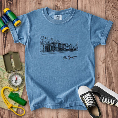 Hot Springs Line Drawing Kids Cotton T-Shirt