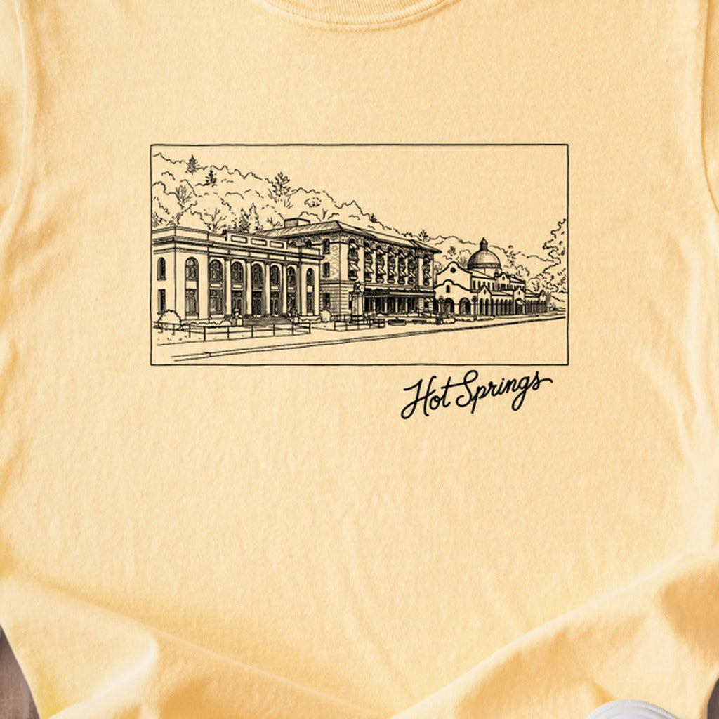 Hot Springs Line Drawing Kids Cotton T-Shirt