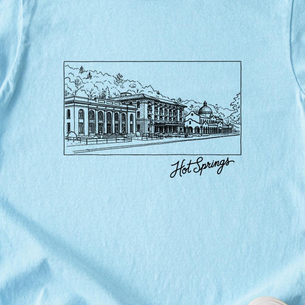 Hot Springs Line Drawing Kids Cotton T-Shirt