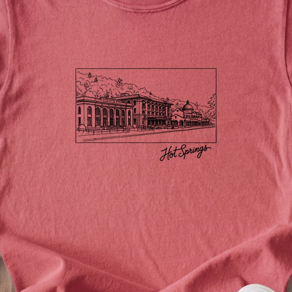 Hot Springs Line Drawing Kids Cotton T-Shirt