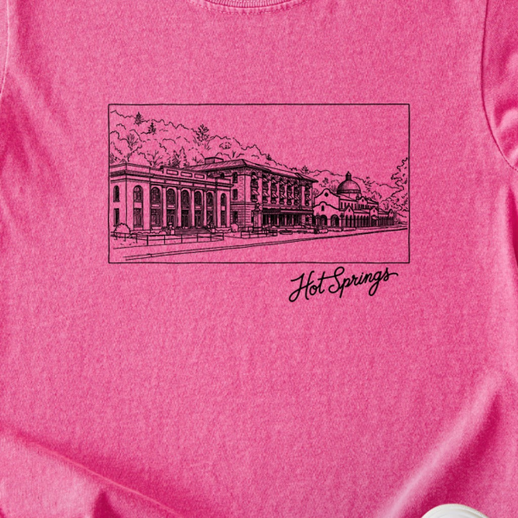 Hot Springs Line Drawing Kids Cotton T-Shirt