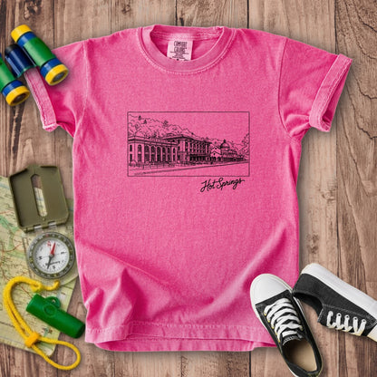 Hot Springs Line Drawing Kids Cotton T-Shirt