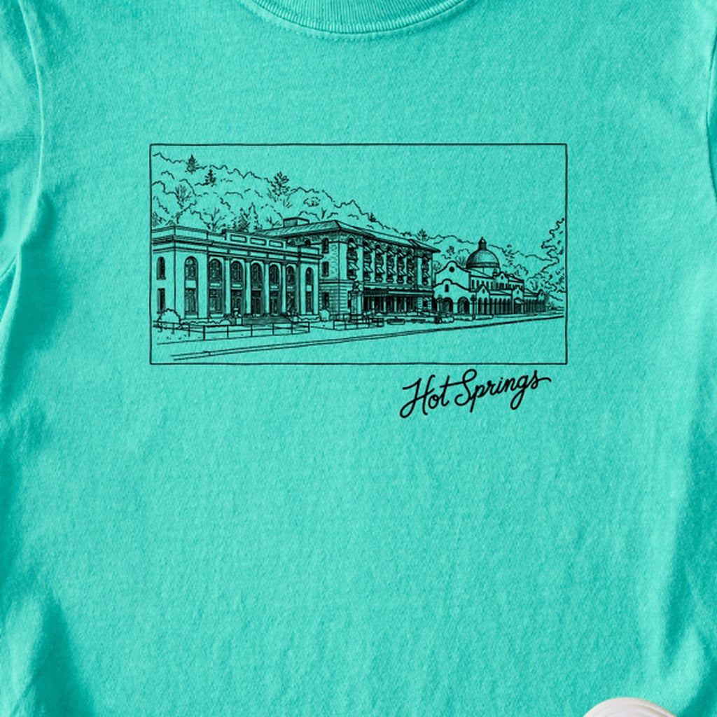Hot Springs Line Drawing Kids Cotton T-Shirt