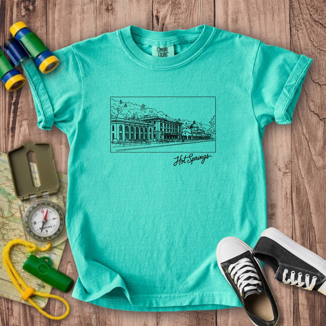 Hot Springs Line Drawing Kids Cotton T-Shirt