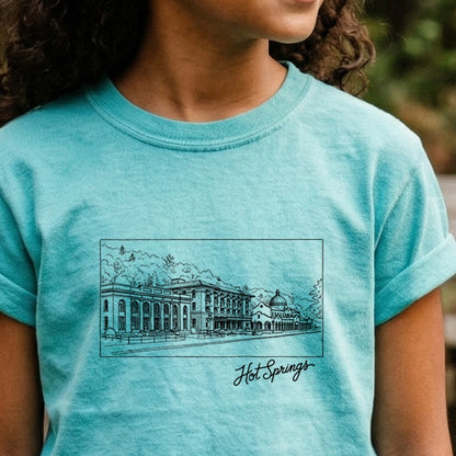 Hot Springs Line Drawing Kids Cotton T-Shirt