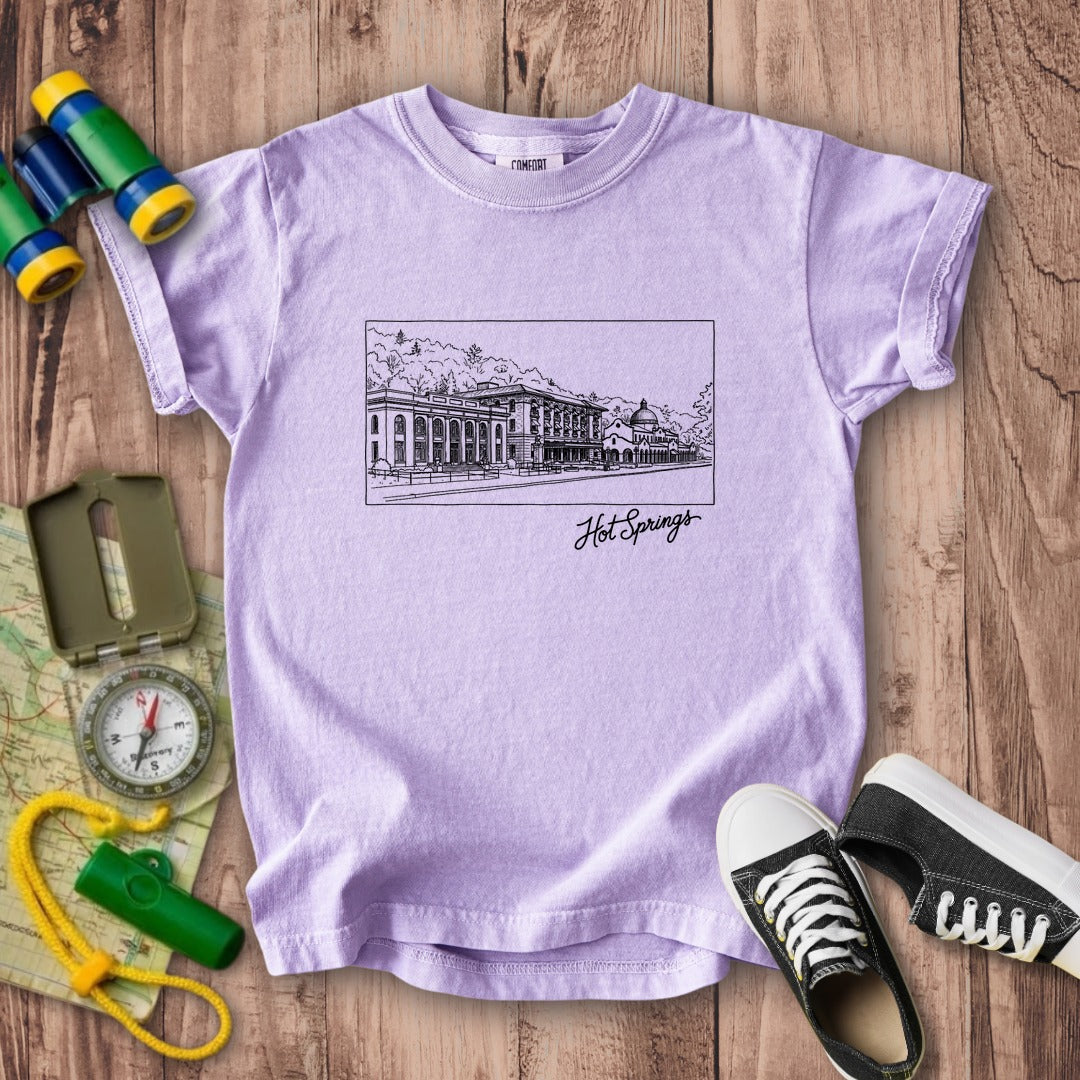 Hot Springs Line Drawing Kids Cotton T-Shirt