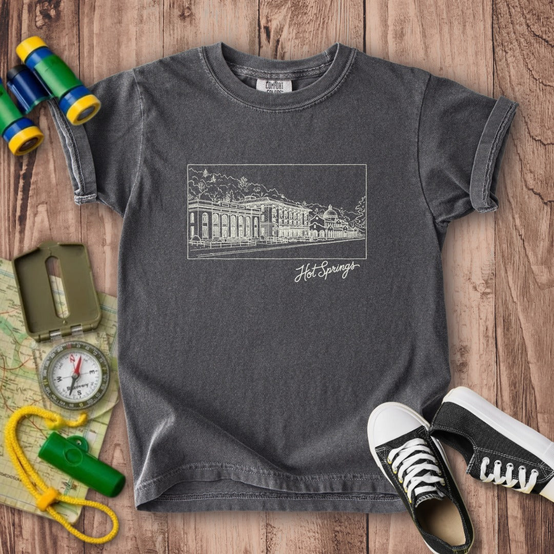 Hot Springs Line Drawing Kids Cotton T-Shirt