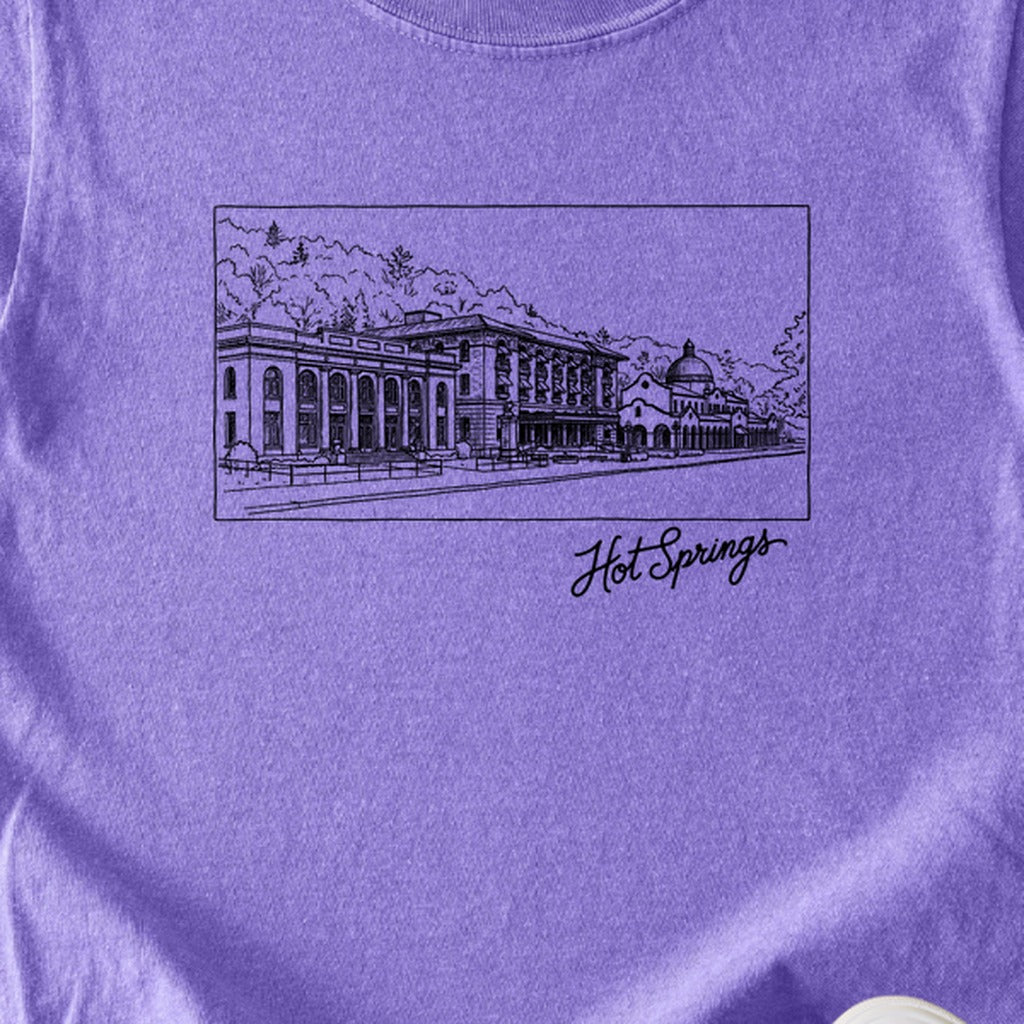 Hot Springs Line Drawing Kids Cotton T-Shirt