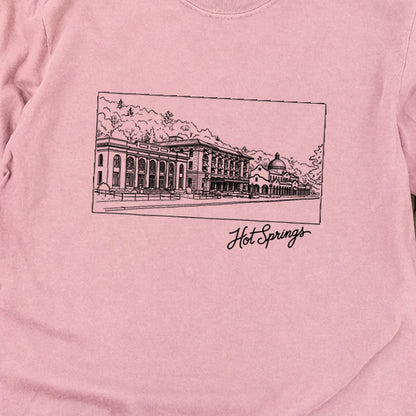 Hot Springs Line Drawing Cotton Long Sleeve