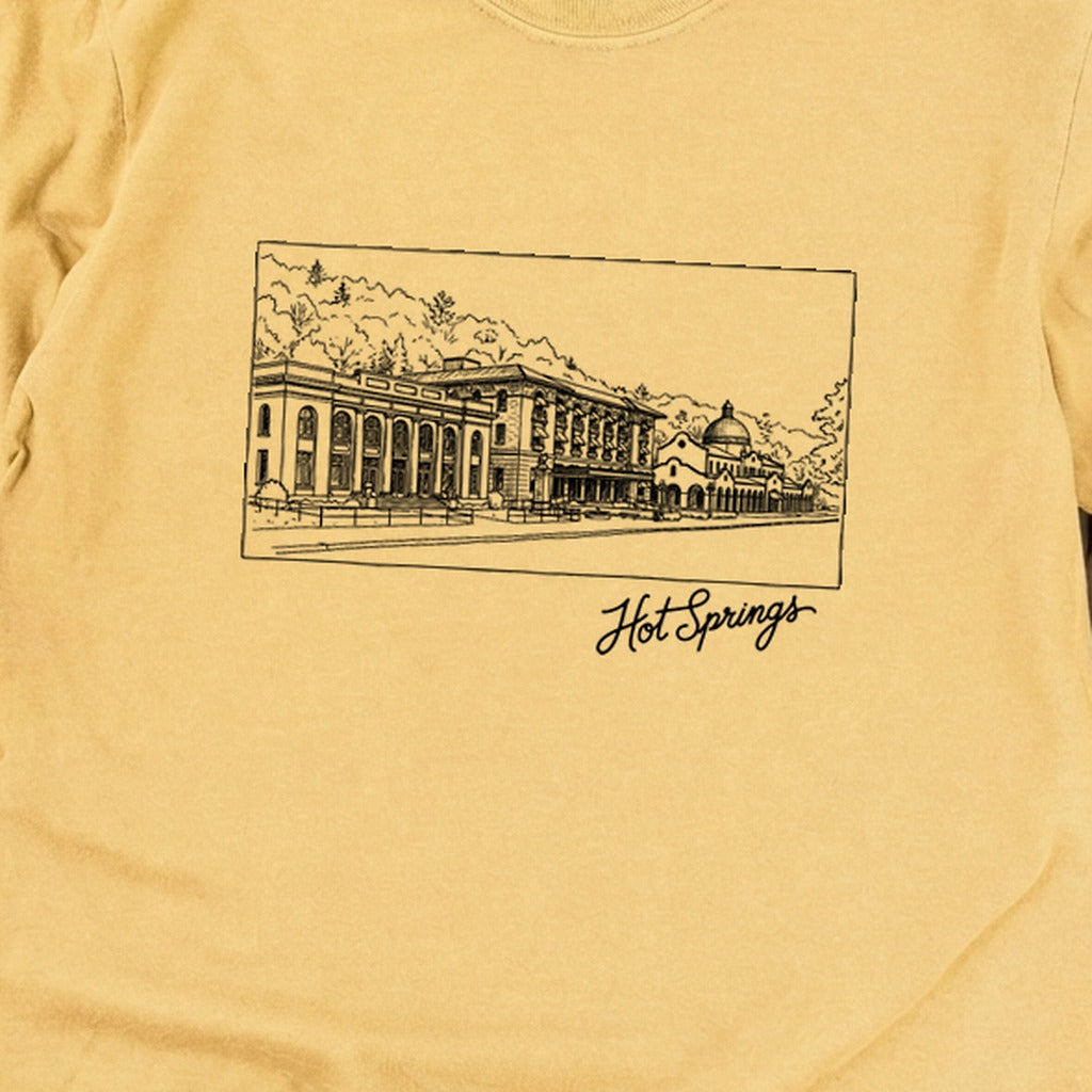 Hot Springs Line Drawing Cotton Long Sleeve
