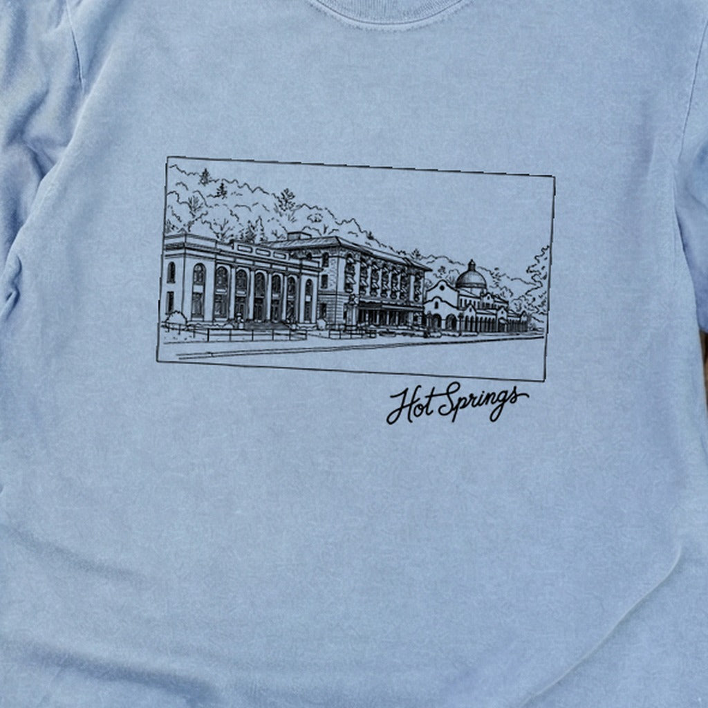 Hot Springs Line Drawing Cotton Long Sleeve