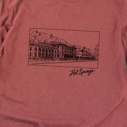 Hot Springs Line Drawing Cotton Long Sleeve