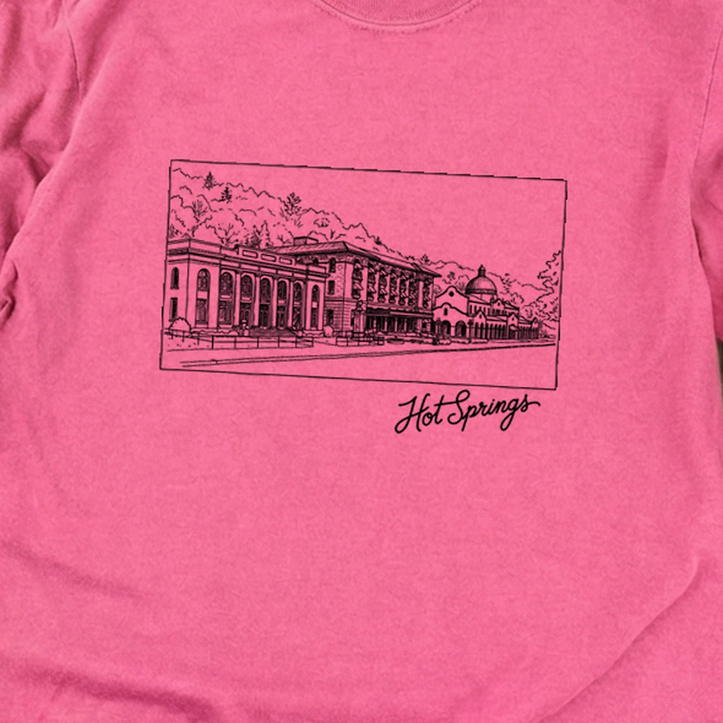 Hot Springs Line Drawing Cotton Long Sleeve