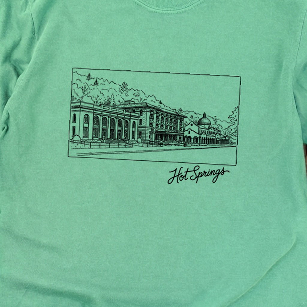Hot Springs Line Drawing Cotton Long Sleeve