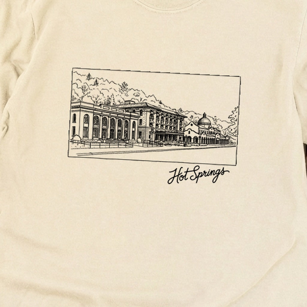 Hot Springs Line Drawing Cotton Long Sleeve