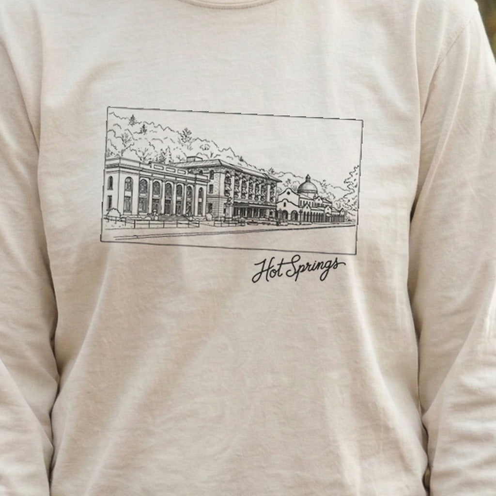 Hot Springs Line Drawing Cotton Long Sleeve