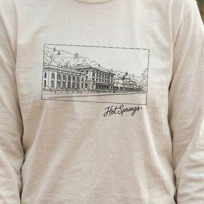 Hot Springs Line Drawing Cotton Long Sleeve