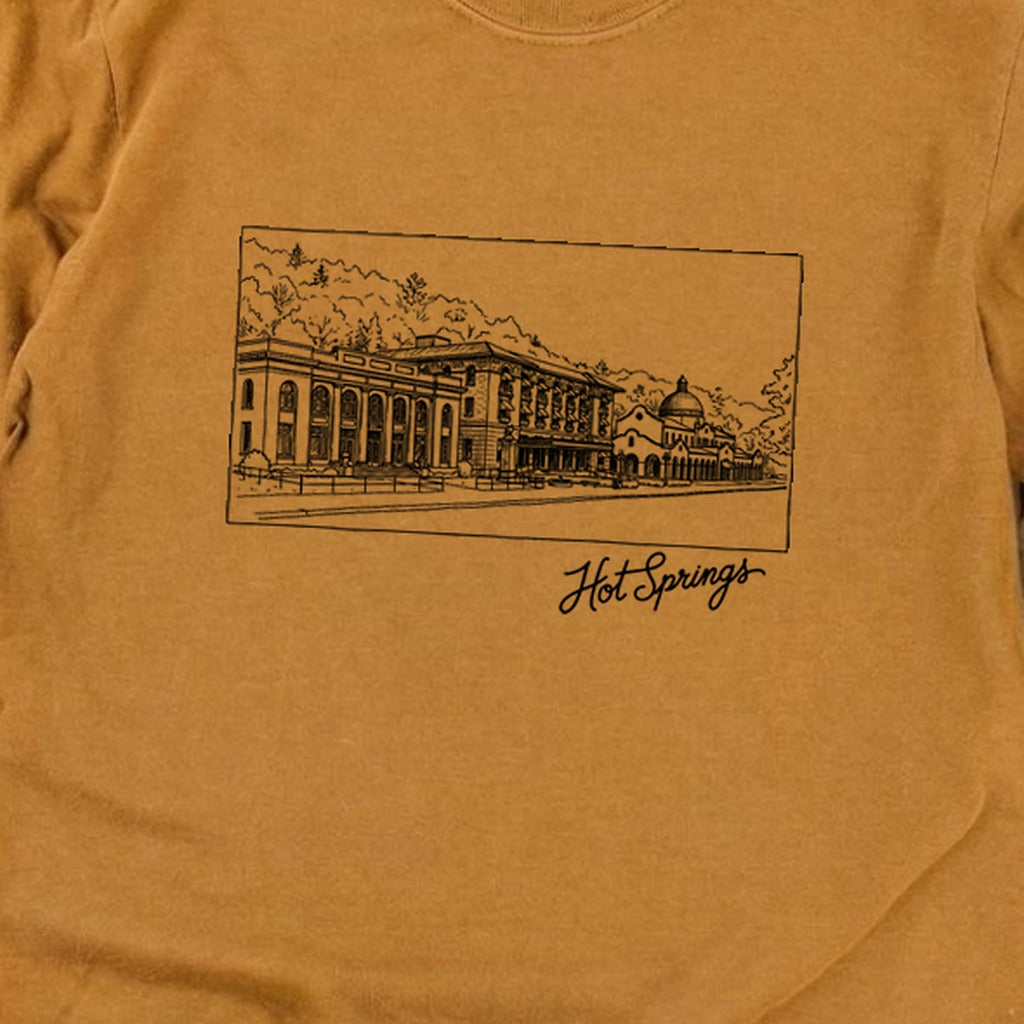 Hot Springs Line Drawing Cotton Long Sleeve