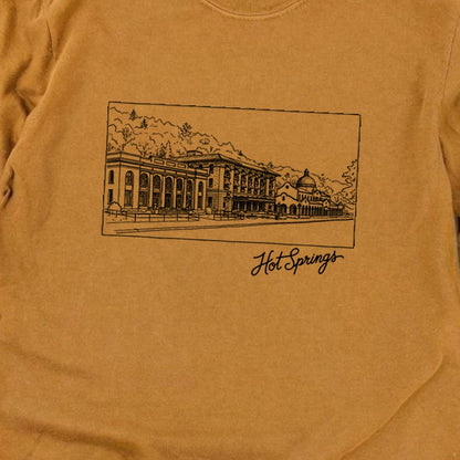 Hot Springs Line Drawing Cotton Long Sleeve