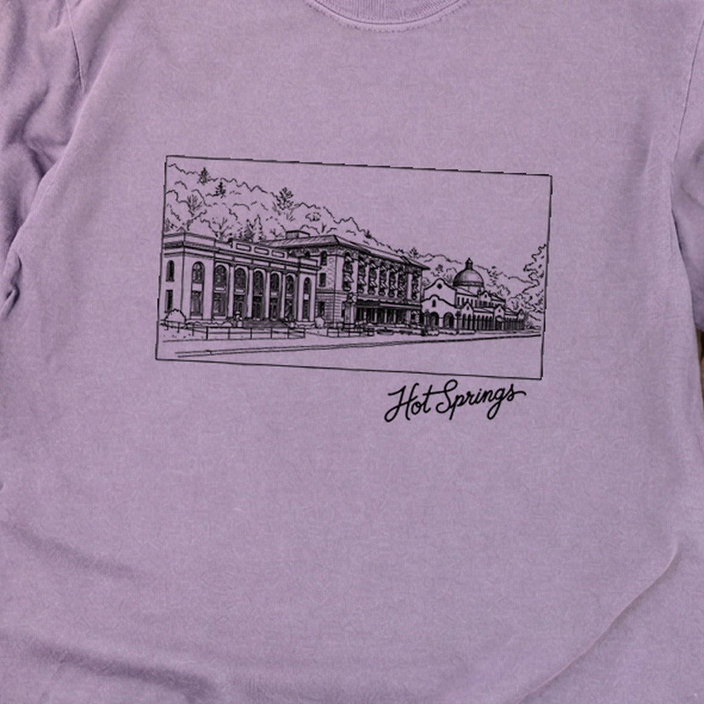 Hot Springs Line Drawing Cotton Long Sleeve