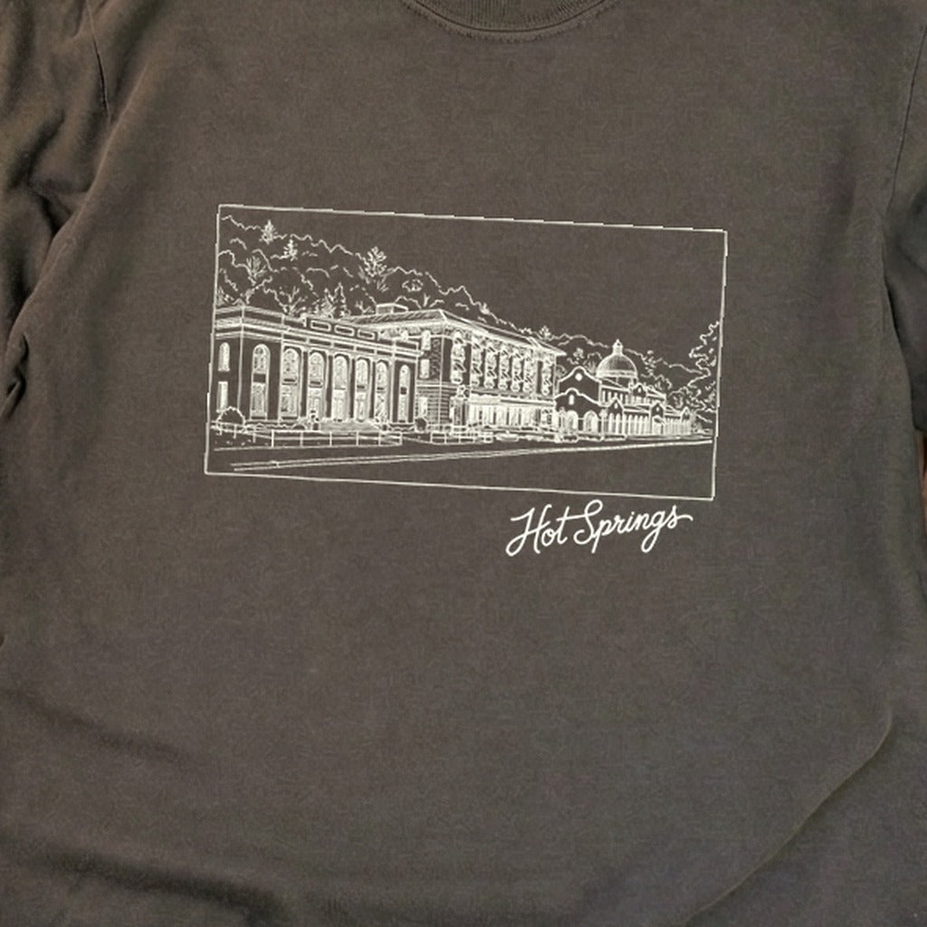 Hot Springs Line Drawing Cotton Long Sleeve