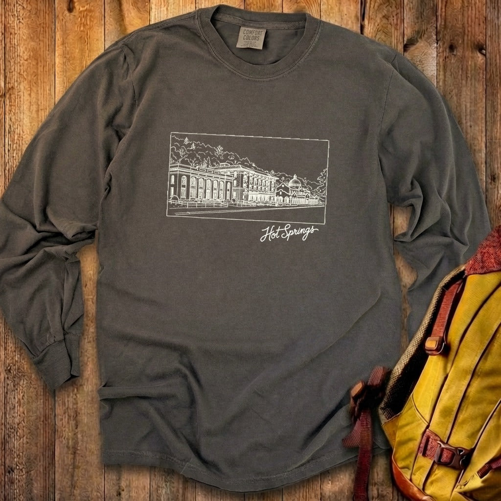 Hot Springs Line Drawing Cotton Long Sleeve