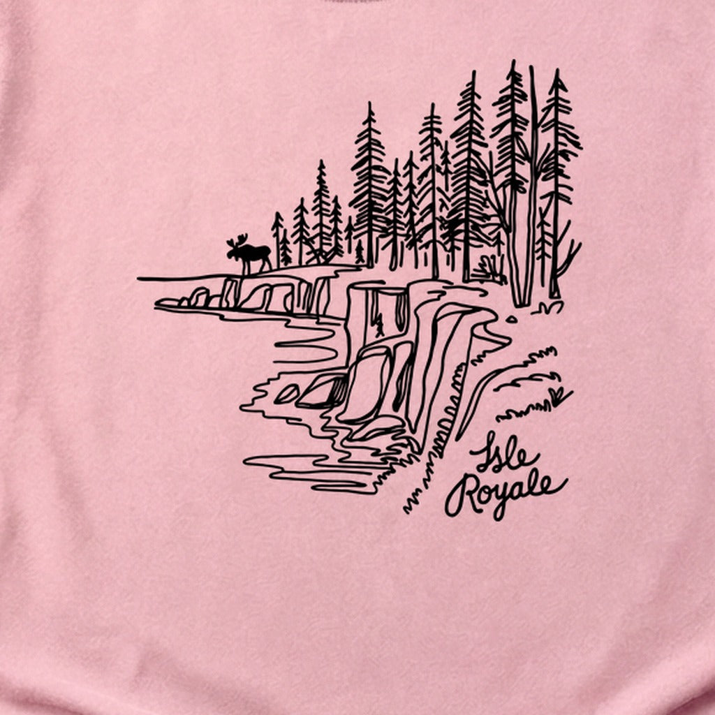 Isle Royale Line Drawing Cotton T-Shirt