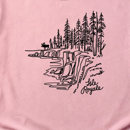 Isle Royale Line Drawing Cotton T-Shirt