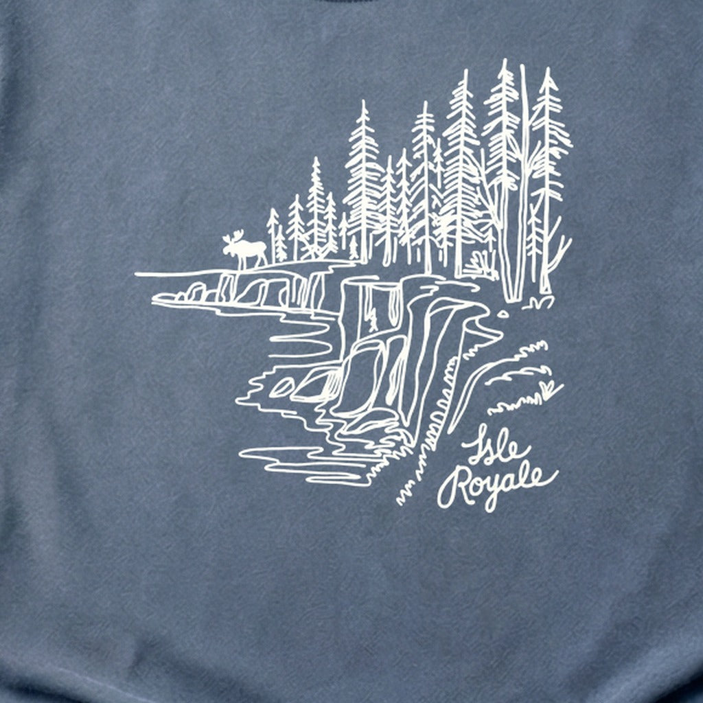 Isle Royale Line Drawing Cotton T-Shirt