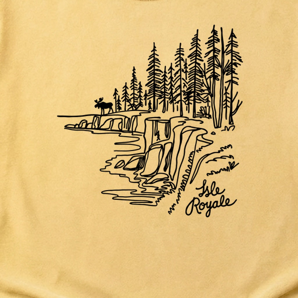 Isle Royale Line Drawing Cotton T-Shirt