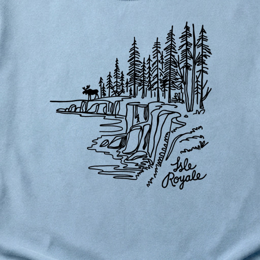 Isle Royale Line Drawing Cotton T-Shirt