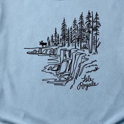 Isle Royale Line Drawing Cotton T-Shirt