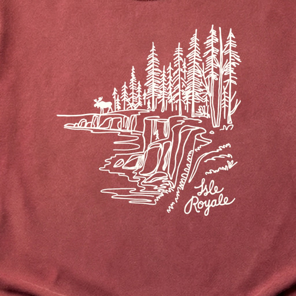 Isle Royale Line Drawing Cotton T-Shirt