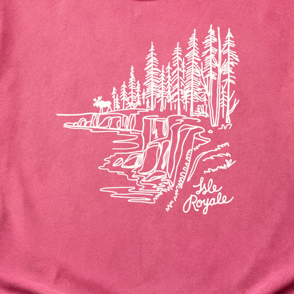 Isle Royale Line Drawing Cotton T-Shirt