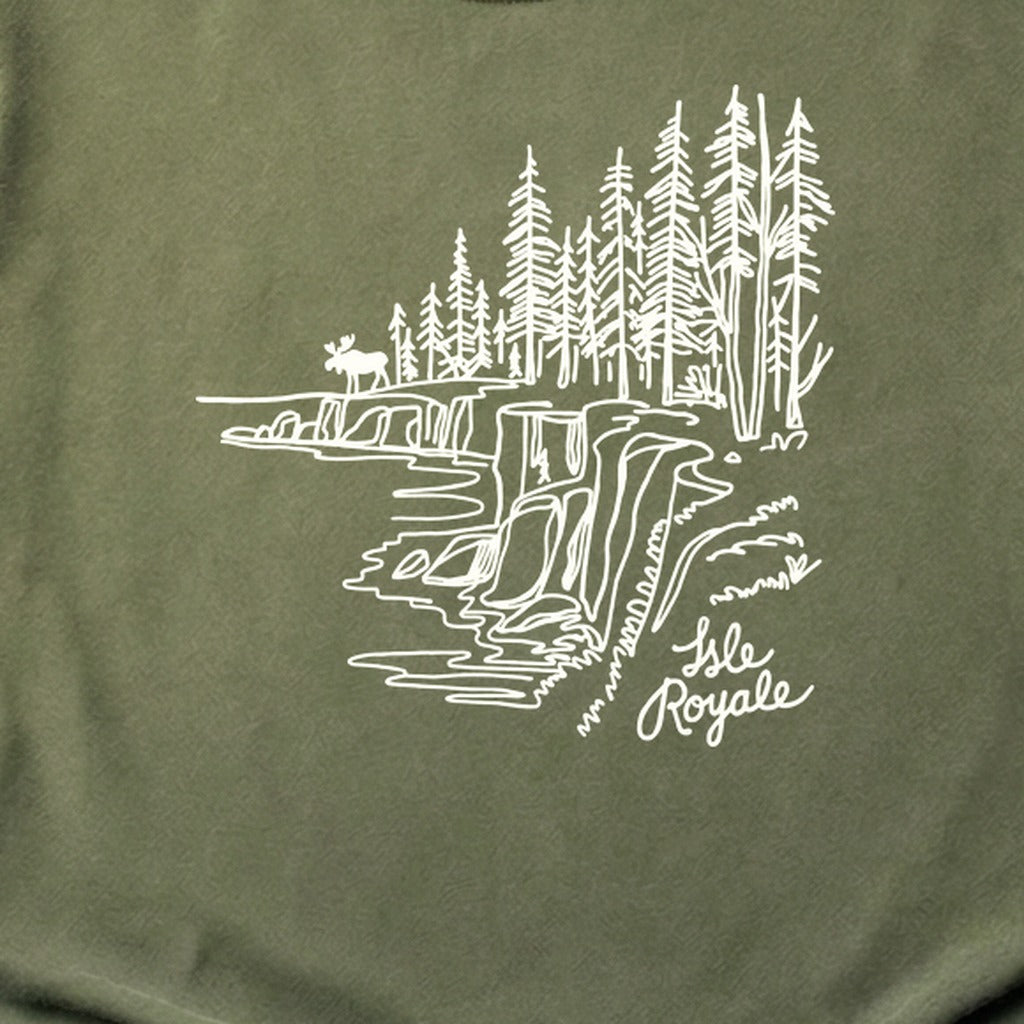 Isle Royale Line Drawing Cotton T-Shirt