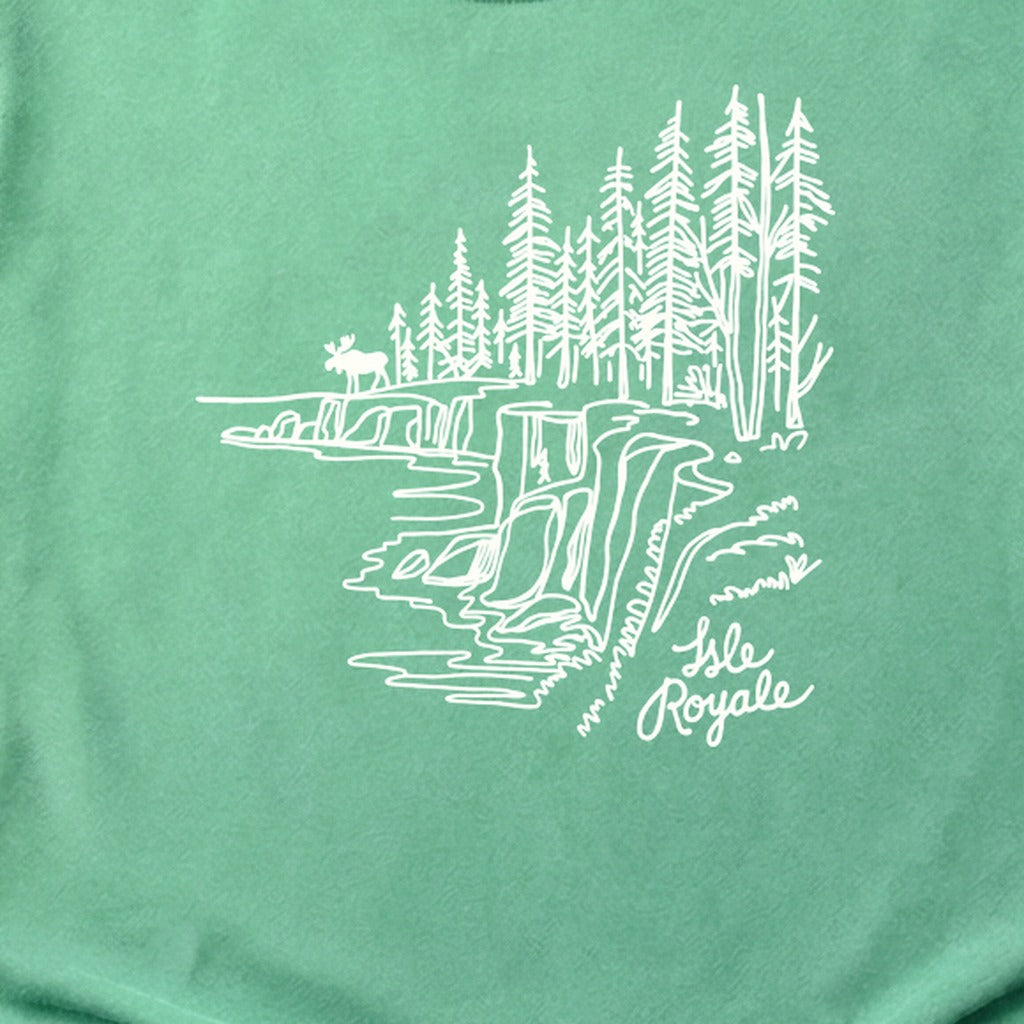 Isle Royale Line Drawing Cotton T-Shirt
