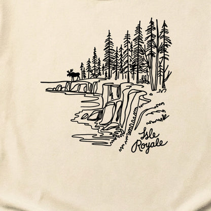 Isle Royale Line Drawing Cotton T-Shirt