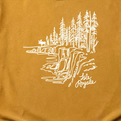 Isle Royale Line Drawing Cotton T-Shirt