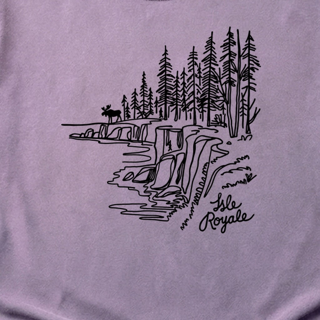 Isle Royale Line Drawing Cotton T-Shirt