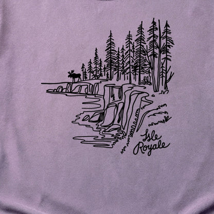 Isle Royale Line Drawing Cotton T-Shirt