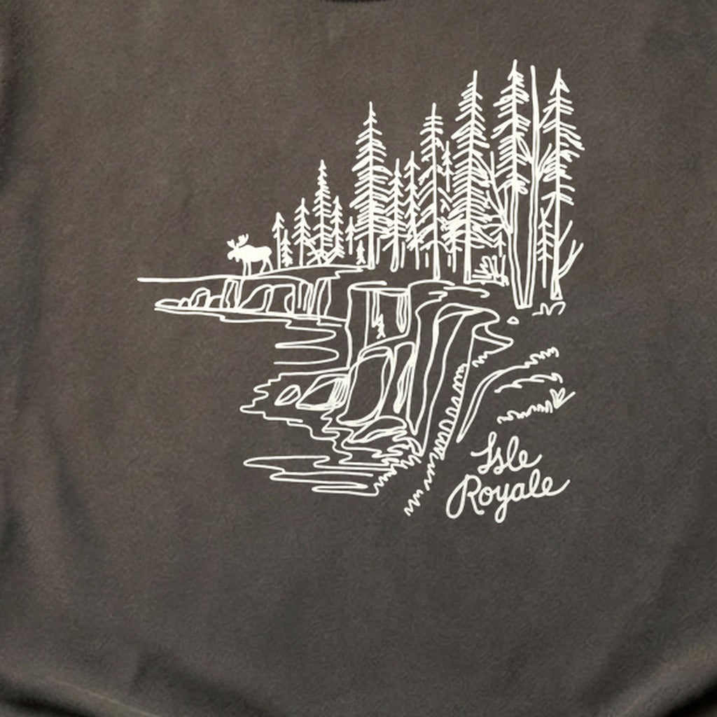 Isle Royale Line Drawing Cotton T-Shirt